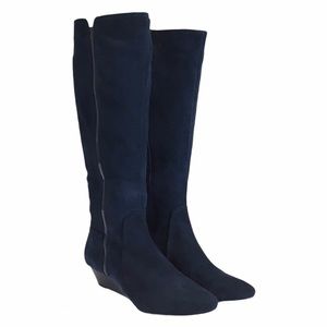 Alfani Swaye Blue Suede Knee High Wedge Boots 8